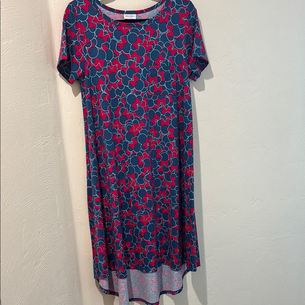 DISNEY FANS: LuLaRoe Pink/Blue Minnie High-Low Sundress with Raglan Sleeves